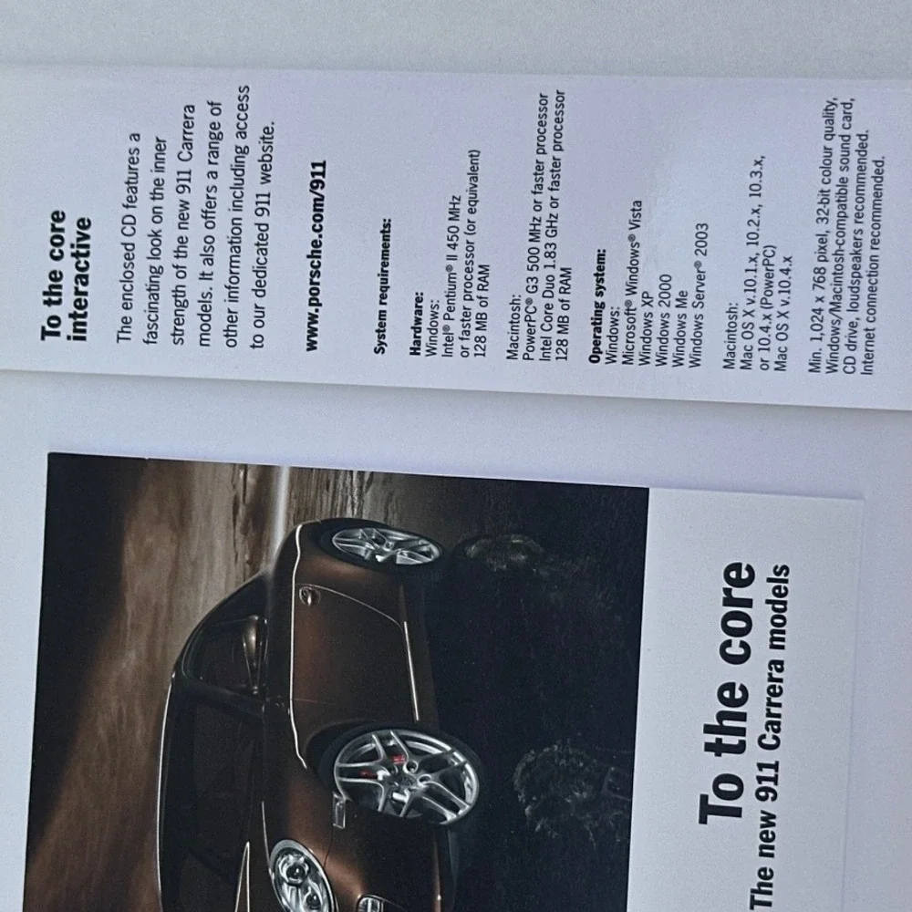 Porsche 911 Carrera Type 997 To The Core Hardcover Sales Brochure 2009 Book